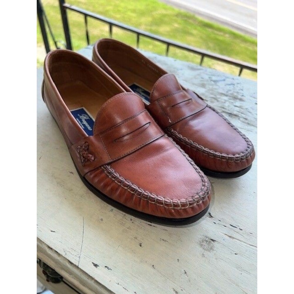 Bragano Men's Driving Penny Loafers Brown Leather Size 10.5M Made in Italy